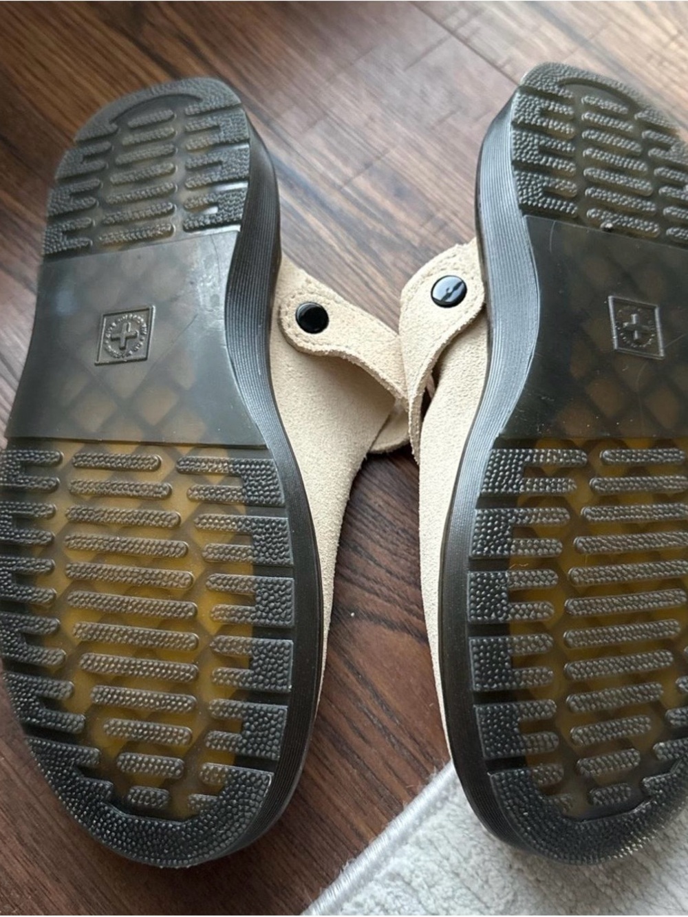 Dr Martins Beige Suede Sandals with Buckle - Picture 2 of 4